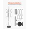 Black Freestanding Carbon Steel Coat Rack with Marble Base and 6 Hooks for Entryway Use